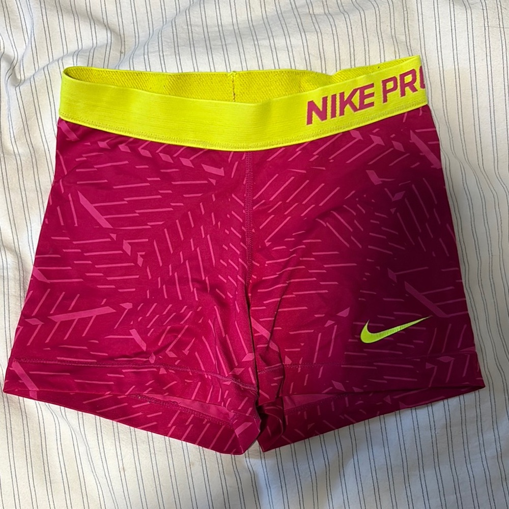 Nike Pro Fuchsia and Neon Yellow Shorts